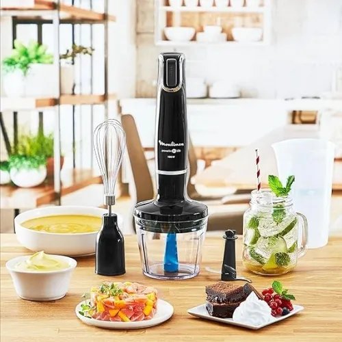 Bras Mixeur Plongeant Moulinex Infiniyforce 4 Accessoires 1000W et 4 Lames Avec Hachoir et Ice Crush