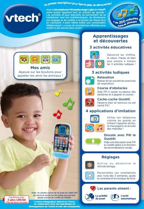 Smartphone VTech P'tit Genius Magic Light - Téléphone éducatif interactif Cadeau pour enfants