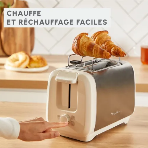 Grille Pain Moulinex Subito Plus 2 Fentes 1300W - Chauffe-Viennoiseries Inox Écoénergétique