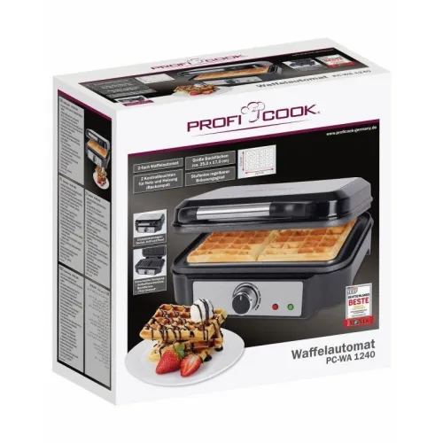 Gaufrier Proficook pour 2 Gaufres 1000W Inox - Machine a Gaufres - PCWA1240