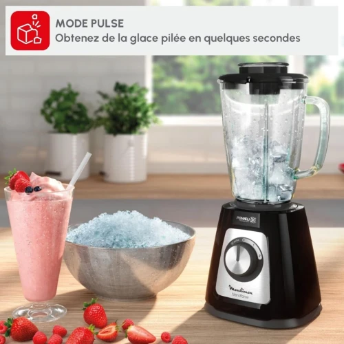 Blender Mixeur Moulinex BlendForce En Verre 1.75L 800W - 2 Vitesses + Fonction Pulse et Verre Doseur