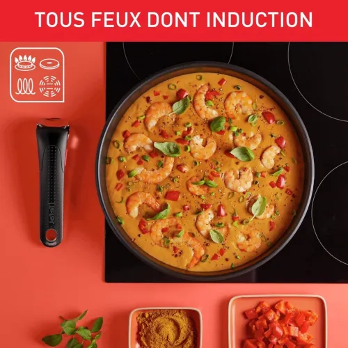 Batterie De Cuisine TEFAL 10 pièces à poignée amovible inox anti-adhésif - Tefal Ingenio Emotion