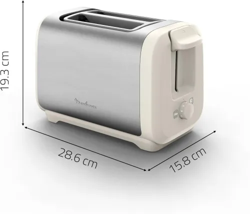 Grille Pain Moulinex Subito Plus 2 Fentes 1300W - Chauffe-Viennoiseries Inox Écoénergétique