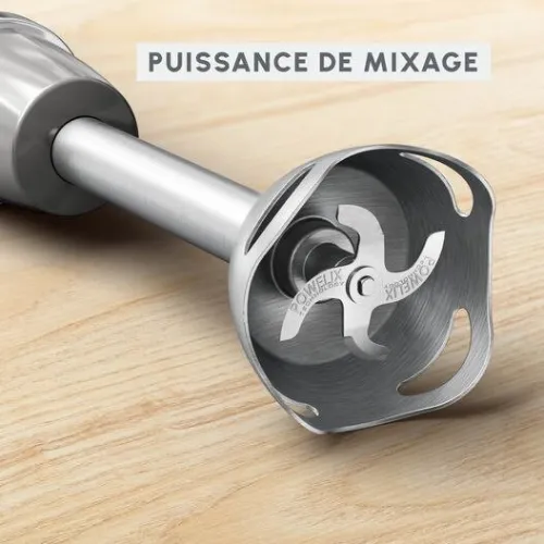 Bras Mixeur Plongeant 2en1 Moulinex QuickChef+ 1000W 20 Vitesses Inox + Hachoir et Verre Doseur