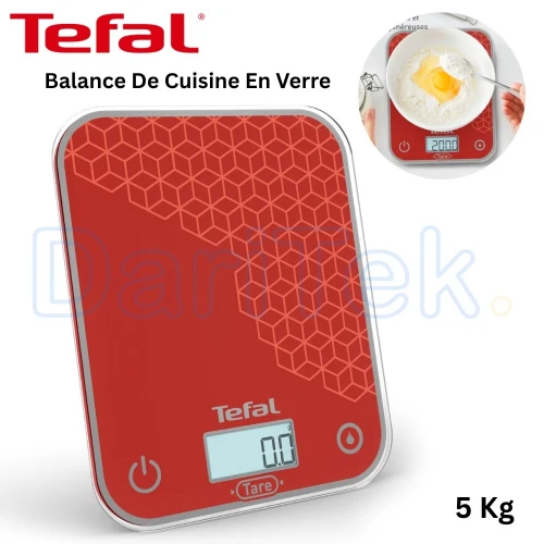 Balance de Cuisine Électronique En Verre Tefal Optiss 5kg avec Fonction Tare - ميزان مطبخ