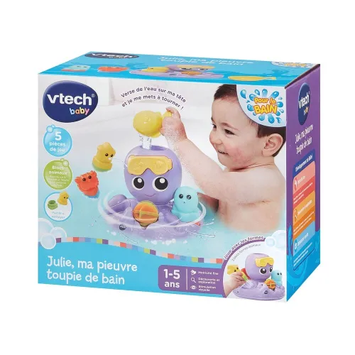 VTech Julie Ma Pieuvre Toupie de Bain - Jouet Amusant Forme Pieuvre pour enfants - Cadeau Ideale