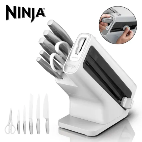 NINJA StaySharp Bloc-Couteaux Ensemble de Couteaux 6 Pièces avec Aiguiseur Céramique Intégré