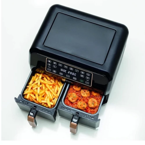 Friteuse Air Fryer sans huile KENWOOD 1700W 8L Double Panier et Bacs XXXL Dual Zone Technologie - Écran Tactile et 8 Programmes - kHealthy FRY TWIN