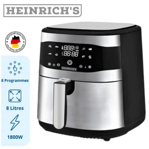 Friteuse Air Fryer Sans Huile 8L 1800W 8 Programmes Heinrich - مقلاة هوائية