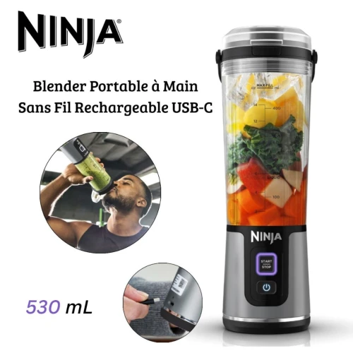 Blender Mixeur Ninja Blast Portable À Main 530mL Sans Fil - Rechargeable USB