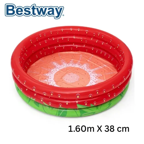Piscine Ronde Gonflable Fraise Avec 3 Anneaux pour enfants 160 x 38 cm - Bestway