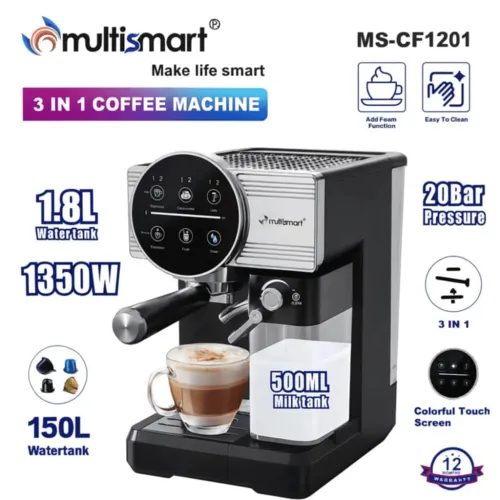 Machine A Café 3 EN 1 MULTISMART - Tactile 20 Bars 1350W avec Reservoir de Lait 500ml - ماكينة قهوة