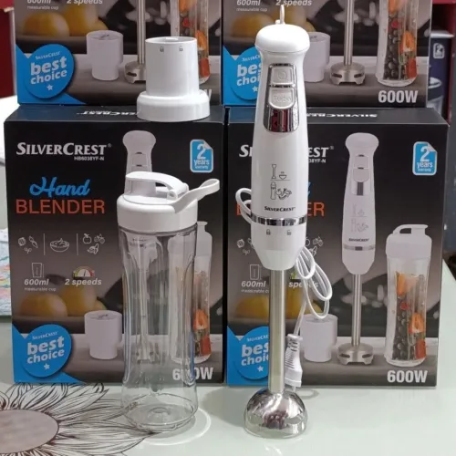 Bras Mixeur Avec Mini Blender 2 En 1 SilverCrest - 600W 2 Vitesses - Verre Doseur 0.6L