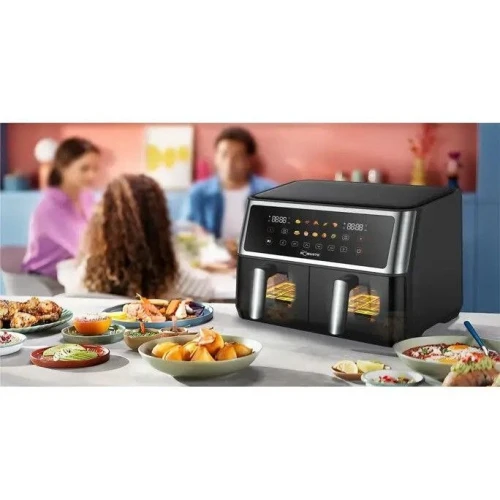 Friteuse Airfryer Robuste 10L à air Double Bacs 2850W Écran Tactile Fenêtre Visible - 10 Programmes