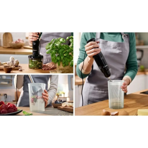 Bras Mixeur Plongeant BOSCH 4en1 Inox 1000W Avec Hachoir, Fouet, Verre Doseur - ErgoMaster Series 4