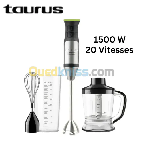 Bras Mixeur plongeant Taurus 3 En 1 Inox extra-long 1500W 20 Vitesses - خلاط يدوي كهربائي