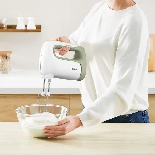 Batteur à main et avec Bol Tefal Cocoon 500W 2.5L - 5 Vitesses et Turbo - 2 fouets 2 crochets