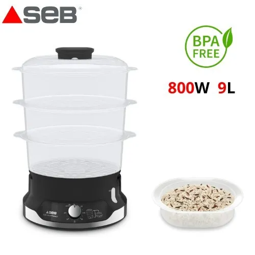 Cuiseur Vapeur Seb Ultracompact 3 Étages 800W 9L avec Minuterie et SANS BPA - VC204800