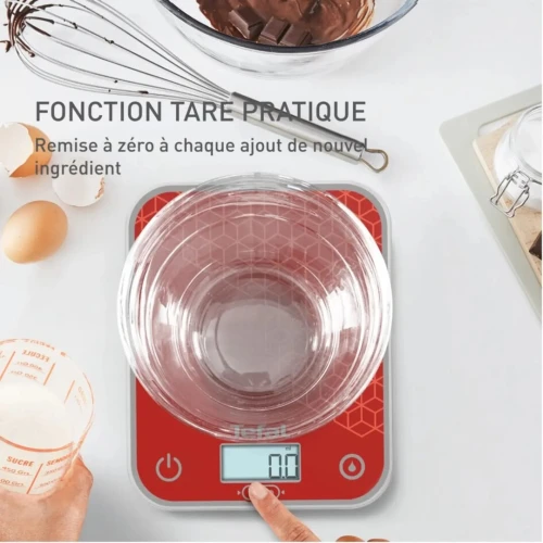 Balance de Cuisine Électronique En Verre Tefal Optiss 5kg avec Fonction Tare - ميزان مطبخ