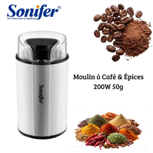 Moulin À Café Et Épices Électrique Sonifer - 200W Lames Inox 50g - مطحنة القهوة و التوابل