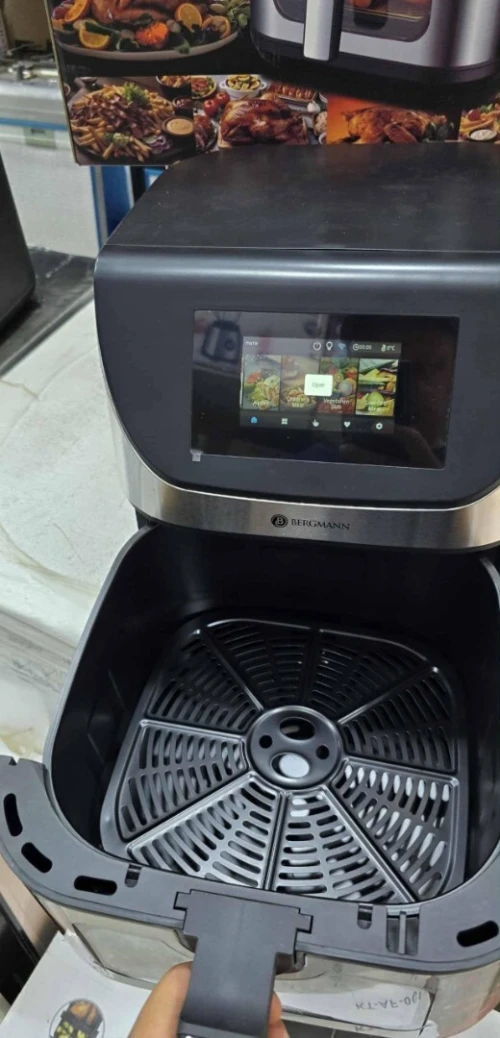 Friteuse Air Fryer Sans Huile Bergmann 8L 2200W Façade En Inox Double Resistance - مقلاة هوائية