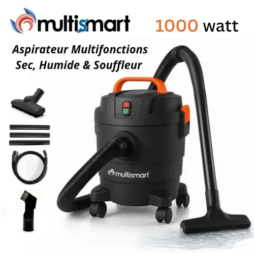 Aspirateur Poussière Sec et Humide Multismart - Souffleur 1000 W 10 Litres 