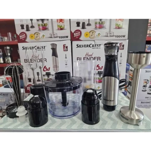 Bras Mixeur 6 EN 1 Multifonctions 1000W Inox Avec Accessoires SilverCrest - خلاط يدوي 6 في 1