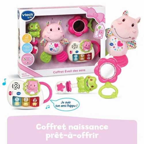 Coffret Naissance Éveil Des Sens Avec Piano interactif, Hippo Et Hochet Jeu Pour Enfants - VTech