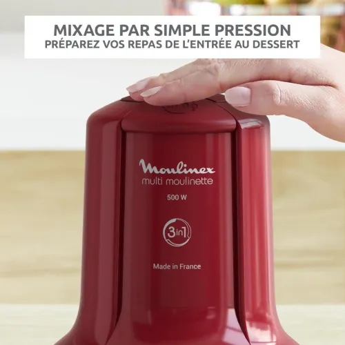 Mini Hachoir Electrique Moulinex 3 En 1 - 500W 6 Lames 500 ML - Multi Moulinette Made in France