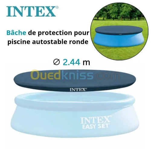 Bâche et Couverture De Protection pour Piscine Autostable Ronde 2.44m - INTEX