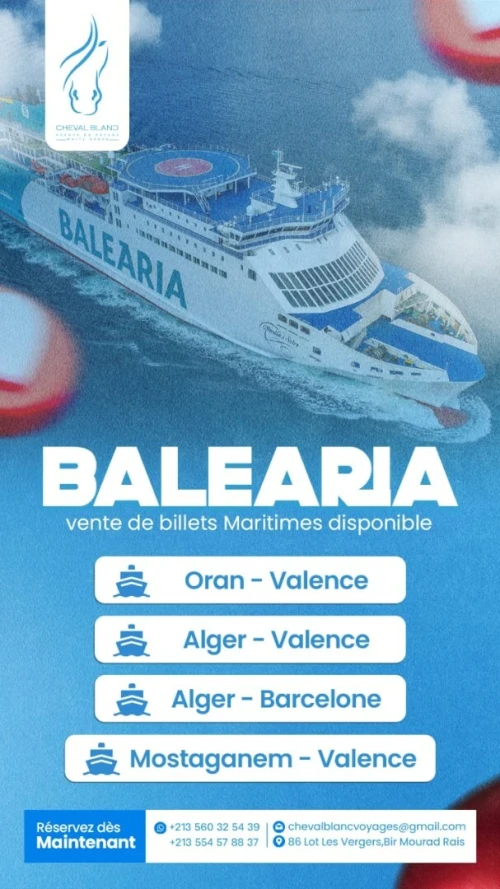 billet maritime BALEARIA/ NOURRISS EL BAHR