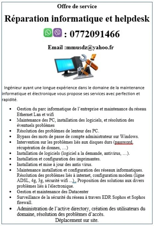 Réparation informatique et helpdesk