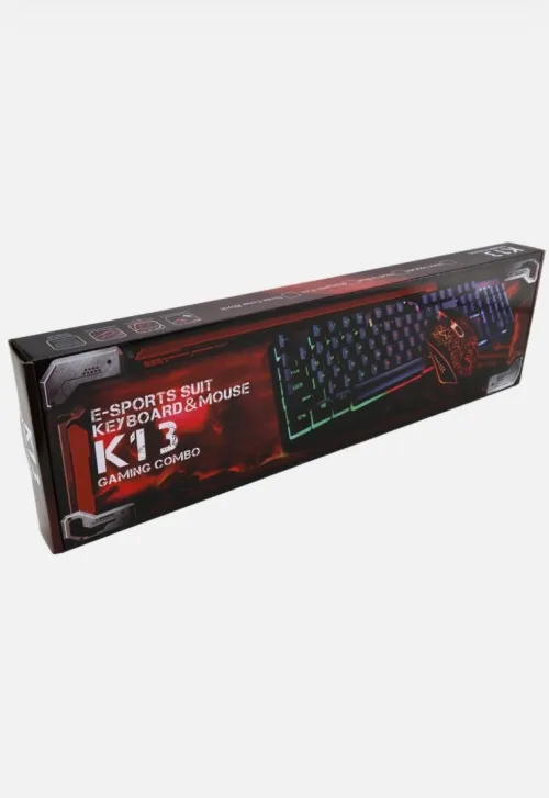 K13 RGB LED Rétroéclairé USB Clavier Gaming & Optique 2400 Dpi Souris Ensemble
