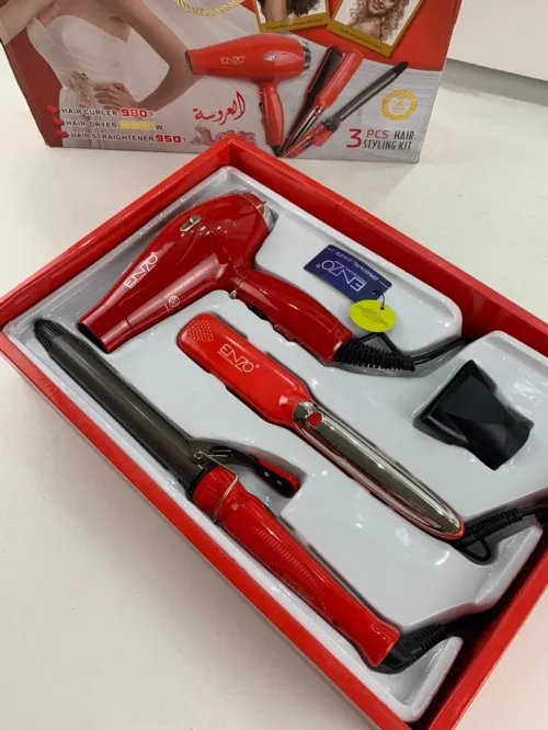 Kit de Coiffure Séchoir Boucleur et Lisseur 3en1 EN-63  باك العروسة للعناية بالشعر
