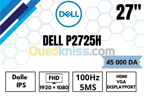 (vendu) DELL P2725H 27" FHD IPS 100Hz 5Ms (HDMI/VGA/DISPLAYPORT)