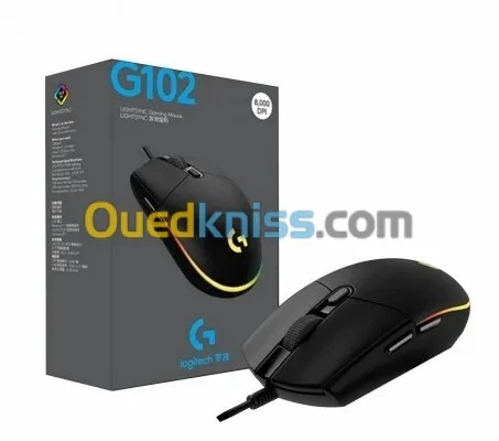 SOURIS LOGITECH G102 - GAMING FILAIRE - LIGHTSYNC -BLANC