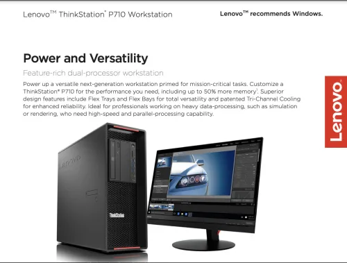 Lenovo WorkStation P710 2x Intel Xeon E5-2630 v4 64GB DDR4 512GB SSD Nvidia Quadro m5000 8GB GDDR5 -