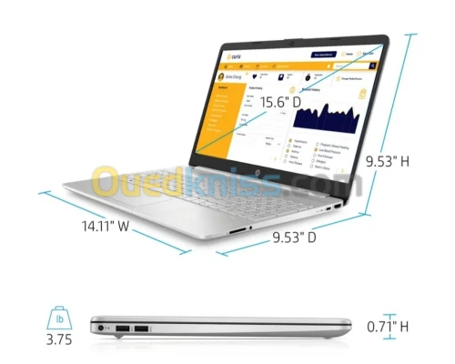 HP 15 : 11 generation Intel Core i5-1135G7 Quard-core processor wind 11 ram 8 stockage 512