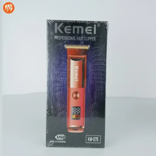 Tondeuse à cheveux Kemei rechargeable sans fil avec 3 pics accessoires- Rouge
