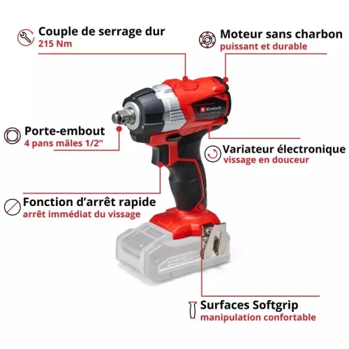 Kit Einhell 18V 5 Outil 2 Batteries 4Ah Chargeur 3A / Clé à Chocs et Visseuse à Percussion Brushless