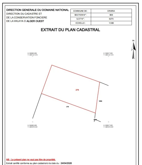 Vente Terrain Alger Draria