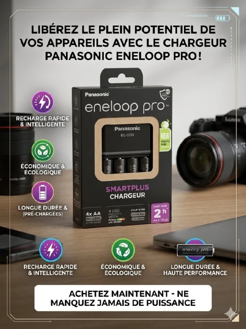 Le Chargeur SmartPlus BQ-CC55 : Intelligent et Rapide avec 4 piles
