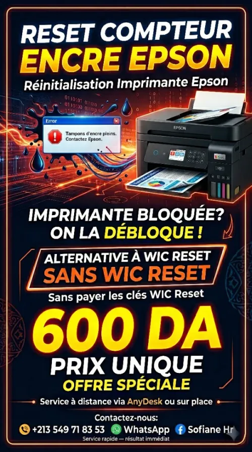 Reset compteur encre Epson 600 DA