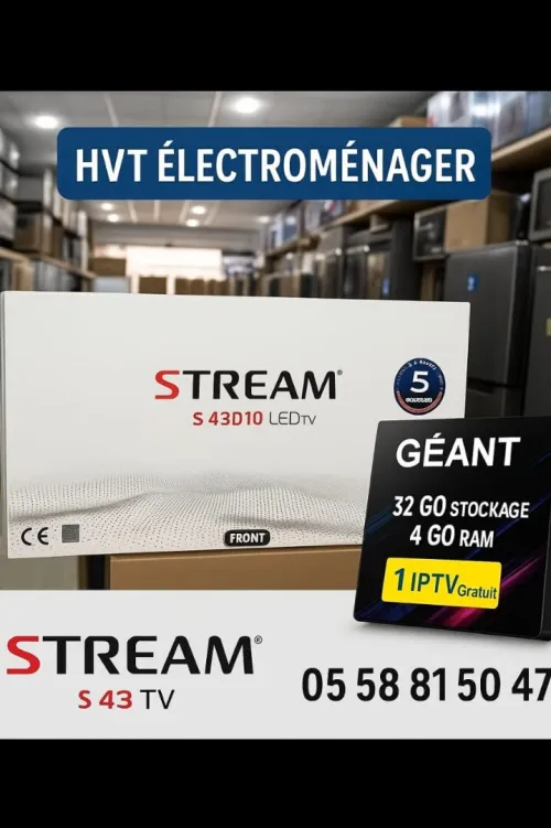 Super promo tv stream 43 D10+TV BOX ANDROID 1 ANS IPTV GRATUIT