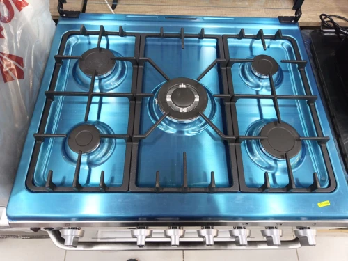 super promo cuisinière midea 5 feux-wok tabouna  inox 80cm ventilé 