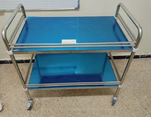 Chariot médical / Chariot de soins en Inox - 2 plateaux