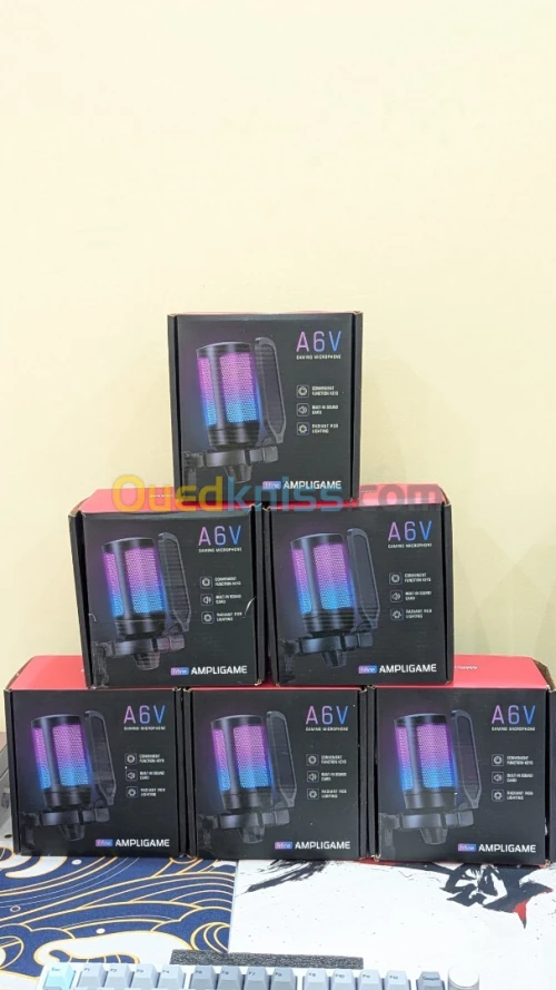 FIFINE AmpliGame A6V USB Microphone  RGB for Gaming 