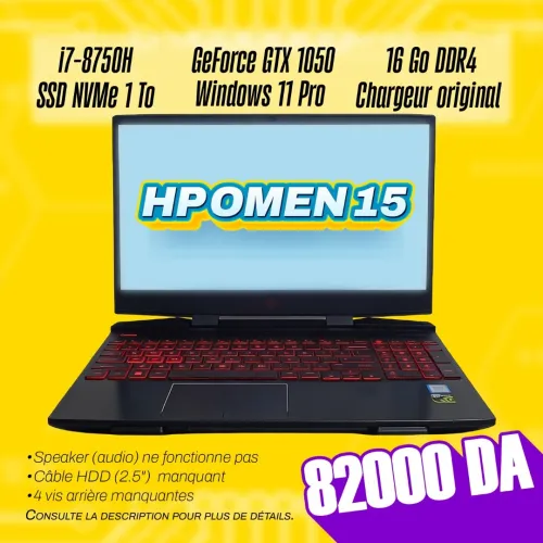 HP OMEN 15  i7-8750H / 16 Go RAM / GTX 1050 4 Go / SSD NVMe 1 To
