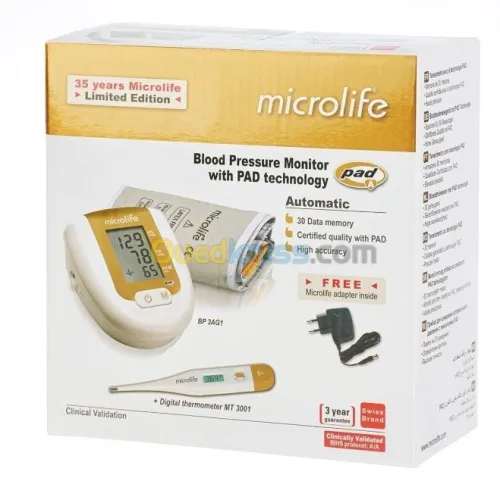 Tensiomètre MICROLIFE GOLD+THERMOMETRE GRATUIT  BP 3AG1-30