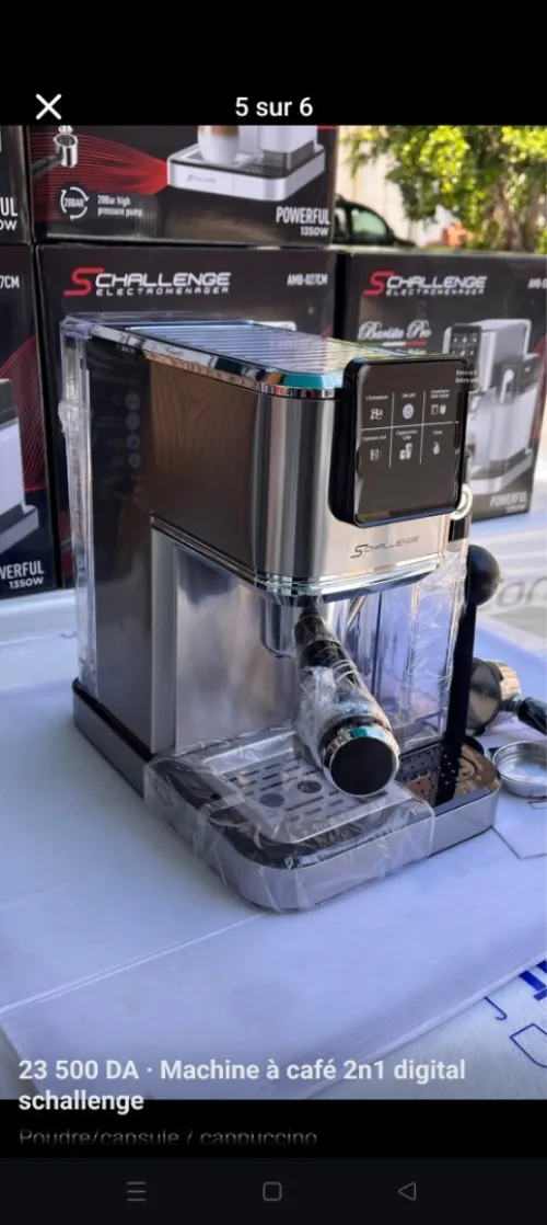 Cafetière Espresso schallenge à bras 20 bars poudre et capsule cappuccino
